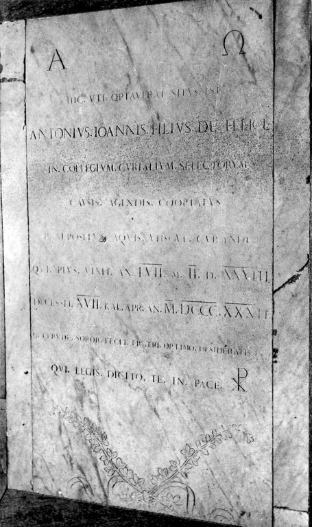 lapide tombale - ambito romano (sec. XIX)